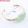 Wojiaer goudkleurige wrap onregelmatige natuursteenmanchet armbandenbangle koper mode Korea voor vrouwen meisje feest BO934