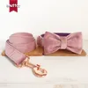 MUTTCO Verstellbares Fliege-Halsband THE BABY PINK, handgefertigte Haustierprodukte, 5 Größen, Metallschnalle, doppeltes Stoff-Hundehalsband-Set UDC080M LJ201202