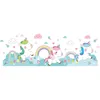 Cartoon Unicorn Rainbow Wall Stickers Diy Animal Mural Dekaler för barnrum Baby Sovrum Nursery Decoration 201130