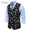 PEORCHID Gold Black Nouvel An Costume de Noël Gilet Hommes Gilet Pailletes Flocon de neige Floral Casual Hommes Gilet Robe de bal 201106