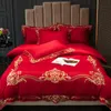 Nuovo arrivo 600TC set di biancheria da letto egiziano rosso verde pesca set letto queen king size copripiumino set lenzuolo con angoli parure de lit T200706