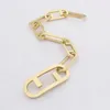 Europe America Designer Smycken Satser Män Lady Kvinnor Rostfritt stål Graverat Hollow Out Initials Brev 18K Guld Tjockkedja Armband Halsband 3 Färg