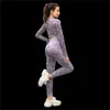 2pcs Camo seamless yoga set sportswear women fitness clothing gooty gym leggingslong sleeve crop top suit suit suction clothes t200411