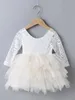 Robe Tutu à plusieurs niveaux avec panneau en dentelle pour petites filles, SHE