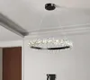 Moderne LED Luxe Crystal Hanger Kroonluchter voor Eetkamer Slaapkamer Gouden Armaturen Creatieve Ronde Eenvoudige Aluminium Hanglamp