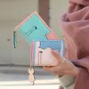 Fashion Female Kawaii PU Leather Long Cute Wallet Hit Color Cat Polka Dot Student Zipper Wallet Clutch Coin Purse