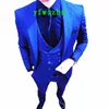 Bonito Um Botão Groomsmen Notch Lapel Noivo TuxeDos Homens Suits Casamento / Prom / Jantar Melhor homem Blazer (Jacket + Calças + Tie + Vest) W703