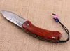 Promotion Damascus Pocket Folding Knife VG10-Damascus Steel Blade Red Ebony + Steel Sheet Handle Knives With Nylon Bag