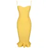Ocstrade vestido midi bandagem 2020 nowe kobiety cytrynowe żółte flankowane bustier bandaż bandaż bodycon seksowne sukienki klubowe T204767469