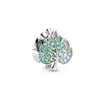 Prata esterlina 925 genuína Fit Pandora Pulseira Charms Green Butterfly Cross Bead Love Heart Blue Crystal Crystal Charms DIY Beads Charms