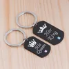 Stainless Steel Her King His Queen Necklace/Key Chain Dog Tag Crown Couple Necklace/Keyring Pendants Chains Lovers Jewelry Gift