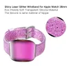 Smarta remmar för Apple Watch 38mm 42mm Transparent Shiny Glitter Silikonersättningsband Armband med anslutning för iWatch