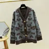 Women Fashion Long sleeve Sweater and Cardigans Open Stitch Leopard Casual Cardigans Oversized Knit Jacket Out Coat 201204