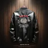 Spring bomber jacket men MA-1 military biker leather jacket mens printed pilot coats leather jackets male slim fit baseball coat 201127