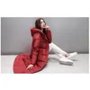 Veste d'hiver super longue pour femme, manteau épais, manteau épais, noir, rouge, fermeture éclair, garde au chaud, plus taille 201127