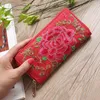 Nouveau dames Style ethnique brodé Rose fleur portefeuille grande capacité porte-carte portefeuilles pour femmes à la mode