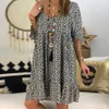 Froal print plus maat 5xl jurk voor vrouwen ruche korte mouw chiffon mini jurk boho stijl zomer casual los strand vakantie t200416