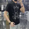 Rhinestone Casual Mens T-shirts Loose O-Neck 2022 Nya mode Brand Diamond Bear Bear Bear Green Black White Clothing Summer Standsa föremål M-5XL