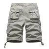 Mäns shorts 2022 Sommarstil Överaller Mens Mens Solid Color Loose Multi-Pocket Sports Bomull Raka lastbyxor Män