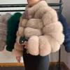 arrival real fur long sleeve collar women winter short coat Fashion model High quality 211220