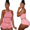 Designer Women Tracksuits 2 Piece Short Pants Set Sleeveless Shorts Bodycon Lady Vest Summer Clothes Casual Jogger Suit