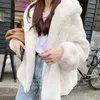 Mode Faux Fur Coat Höst Vinter Kvinnor Casual Hooded Plus Size Jacket Casaco Feminino 211220