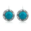 Turquoise Earrings Round Dangle Jewelry Bohemian Boho Jewelry Big Drop Earring