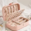 PU Leather Jewelry Storage Box Multi-Function Necklace Ring Organizer Case Makeup Makeup Makeup Learing Ring