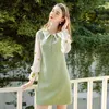 Hot Sale women fall winter tweed dress luxury designer tweedy dresses empire A-line suit vestido Dress