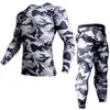Térmico Underwear Rash Guard Kit MMA Compression Vestuário Leggings Homens Unionsuit T-shirt Camuflagem Camuflagem Homens LJ201123