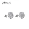 Ainuoshi 925 Srebrne kolczyki dla kobiet Wedding Halo Flower Stude Earring Prezenty Pendientes Plata de Ley 925 Mujer Y200107
