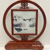 Free DHL Office Home Decoration Chinese style Table Decor Ornaments Hand Silk Embroidery Patterns with Bubinga Frame Christmas Business Gift