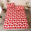 Completi Lenzuola Bonenjoy 3 Pz Lenzuolo con Angoli Con Federa Cuore Rosso Stampato Colore Bianco Drap Housse 180x200cm Su Elastico12857