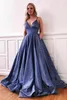 Sparkly Purple Robes De Bal Longues Avec Des Poches Spaghetti Strap Robe Formelle Dos Ouvert Sweet 16 Filles Junior Party Prom Graduation Dress