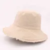 Cotton Fringed Fisherman cap Soft Aluminum Wire Shape Water Wash Bucket hat Women's Four Seasons Solid outing basin hat G220311