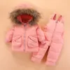 OLEKID 2020 Hiver Bébé Garçons Habit De Neige À Capuche Col De Fourrure Veste Manteau Vers Le Bas Salopette Infantile Costume De Neige Toddler Fille Vêtements De Neige Ensemble LJ201203