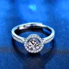 1 karaat Moissanite Ring voor vrouwen Solid 925 Silver Rhodium Polated Luxury Wedding Sieraden met certificaat Gift Vrouw