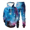 Vente en gros - New Fashion Men / Womens Sky Galaxy Sweat Joggers Funny 3D Print Hoodies Unisexe + Pantalon R04