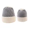 Parent-child Beanie 8 Colors Winter Warm Adult Kids Knitted Caps Outdoor Sports Beanies Plaid Wool Hat Festive Party Hats CYZ2860