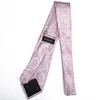 Mens Necktie Pink Silver Paisley 디자인 웨딩 넥타이 넥타이 링 실크 넥타이 세트 한키 커프스 링크 Dibangu 사업 JZ0371872162653