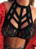 Lingerie Sexy femmes Bandage licou soutien-gorge pure dentelle évider dos nu soutiens-gorge non rembourrés Buster haut court Bralette GI731