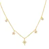 New summer jewelry drop drip micro pave sparing cz star pendants charm necklaces real 925 silver delicate choker neck