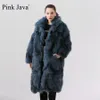 Ppink Java 19036 Real Fur Coat Women Winter Fashion Jacket Coat Long Real Fur Fur Coat جديد متاح 201112