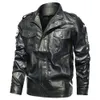 Мужская классическая мотоциклетная куртка, зимняя флисовая толстая мужская кожаная куртка, осенняя куртка на молнии, мужское байкерское пальто, размер 5XL 201119
