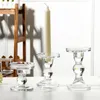 Crystal Glass Candle Holder Classic Spindle Column Pillar Candle Stand Taper Candlestick för bröllopsfest dekoration uppsättning av 3