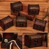 Small Wood Handmade Lock Box Storage Organizer Jewelry Bracelet Pearl Case Gift Random Style Wooden Treasure Chest