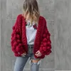 Duoupa grovt stickat tröja kvinnor Autumnwinter Fashion Lantern Sleeve Cardigan Kvinnlig Open Front Korea Sweater Coat 210204