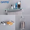 Gappo Accessori bagno Porta asciugamano Porta carta Porta spazzolino doppio Asciugamano da bagno Porta asciugamano Anello da bagno Set LJ201204