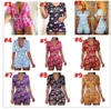 Kvinnor Jumpsuits Designers Sexig Slim Casual Bodysuit Pattern Printed Onesies Shorts Ladies New Fashion Home Rompers