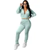 Samt Zweiteiliges Set Frauen Festival Kleidung Langarm Mit Kapuze Crop Top Und Elastische Taille Lange Hosen Velours Trainingsanzüge Frauen